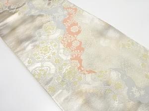 道長取りに花唐草・蜀江模様織り出し　袋帯